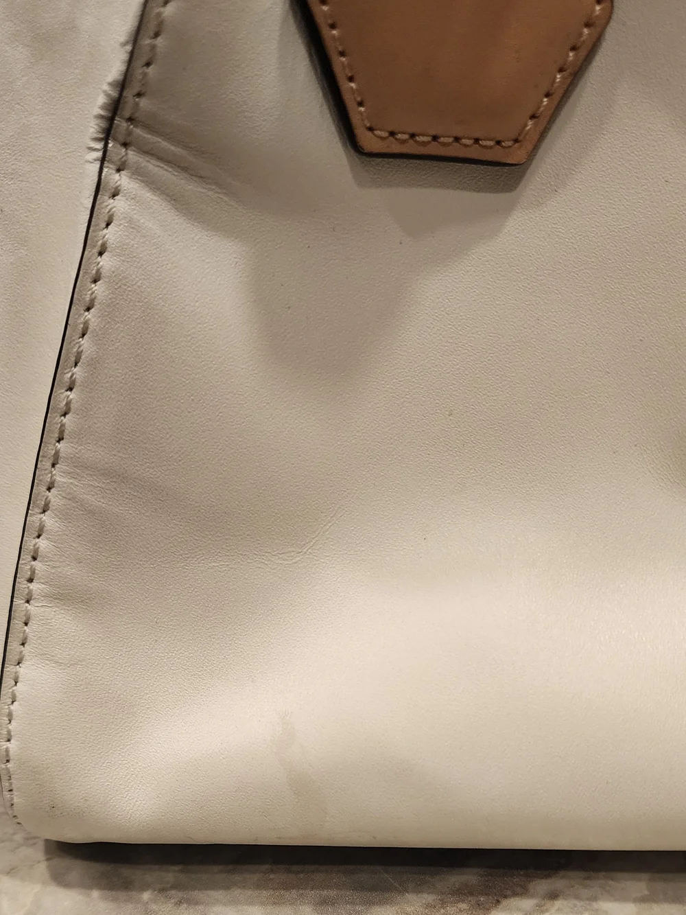 Kate Spade Cream Leather Dome Satchel with Tan Handles